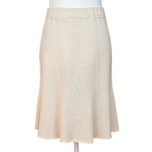 Vintage St. John Collection Santana Knit Flare Skirt Size 2 Ivory Elastic Waist